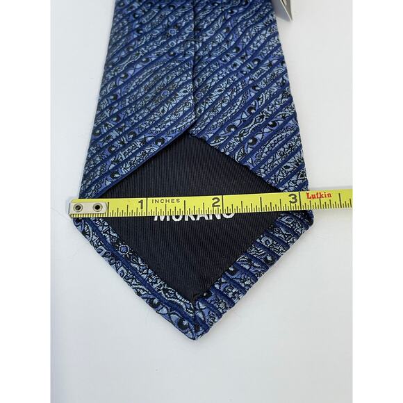 Murano Silk Necktie Blue Medallion Striped Officecore Preppy NWT - Picture 5 of 6